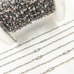 Load image into Gallery viewer, Coated Peach Moonstone & CZ Oxidized Wire Chain. CMS65