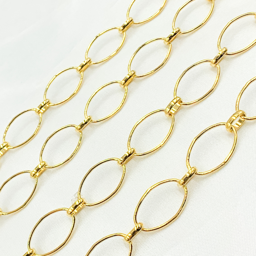 Gold Plated 925 Sterling Silver Oval Long and Short Link. V155GP