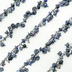 Load image into Gallery viewer, Dyed Blue Sapphire Cluster Dangle Oxidized Wire Chain.