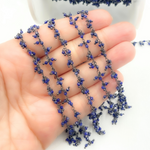 Load image into Gallery viewer, Lapis Lazuli Cluster Dangle Oxidized Wire Chain. LAP3