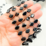 Load image into Gallery viewer, Black Spinel Oval Shape Oxidized Wire Chain.