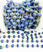Load image into Gallery viewer, Azurite Malachite Gold Plated Wire Chain. AZM1