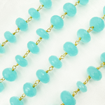 Load image into Gallery viewer, Blue Chalcedony Gold Plated Wire Chain. PCL10
