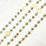 Load image into Gallery viewer, Pyrite With Marquis Shape Gold Plated Wire Chain. PYR51