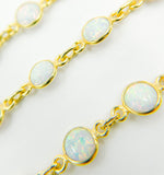 Load image into Gallery viewer, Opalite Round Shape Bezel Gold Plated Wire Chain. OPA4
