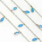 Load image into Gallery viewer, Created Blue Opal Marquise Shape Dangle Chain. CBO3