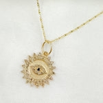 Load image into Gallery viewer, 14k Solid Gold Diamond Circle Eye Charm. GDP344