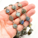 Load image into Gallery viewer, Labradorite Triangle Shape Bezel Oxidized Wire Chains