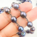 Load image into Gallery viewer, Peacock Freshwater Pearl Oxidized Wire Chain. PRL41