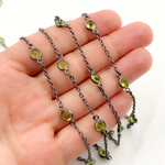 Load image into Gallery viewer, Peridot Round Shape Bezel Oxidized Connected Wire Chain. PER1