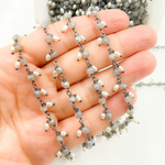 Load image into Gallery viewer, Coated Labradorite with Pearl Oxidized Wire Chain. CLB31