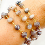 Load image into Gallery viewer, Coated Taupe Moonstone Gold Plated Wire Chains