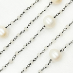 Load image into Gallery viewer, Crystal & Pearl Oxidized 925 Sterling Silver Wire Chain. CR36