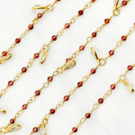 Load image into Gallery viewer, Garnet &amp; CZ Dangle Gold Plated Wire Chain. GAR6
