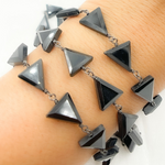 Load image into Gallery viewer, Black Spinel Triangle Shape Oxidized 925 Sterling Silver Wire Chain. BSP50