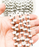 Load image into Gallery viewer, White Moonstone Oxidized Wire Chain. WMS24