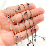 Load image into Gallery viewer, Purple Color Cubic Zirconia Pear Shape Dangle Chain. CZ60