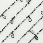 Load image into Gallery viewer, Coated Green Quartz & CZ Dangle Oxidized Wire Chain. CQU44
