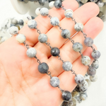 Load image into Gallery viewer, Dendrite Opal Round Shape Oxidized Wire Chain. DEN11