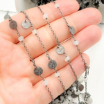 Load image into Gallery viewer, Moonstone and Dangle Disc Oxidized Wire Chain. MS34