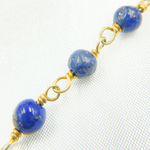 Load image into Gallery viewer, Lapis Lazuli Round Shape Gold Plated Wire Chain. LAP12
