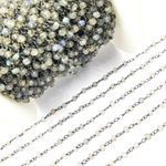 Load image into Gallery viewer, Coated Moonstone Black Rhodium 925 Sterling Silver Wire Chain. CMS52