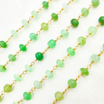Load image into Gallery viewer, Chrysoprase Smooth Gold Plated Wire Chain. CHR19
