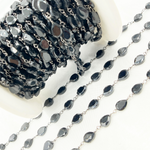 Load image into Gallery viewer, Black Spinel Tear Drop Oxidized Wire Chain. BSP21