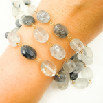 Load image into Gallery viewer, Black Rutile Oval Shape Gold Plated Wire Chain. BRU10