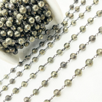 Load image into Gallery viewer, Pyrite Faceted Round Shape Oxidized Wire Chain. PYR47