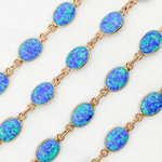 Load image into Gallery viewer, Created Blue Opal Oval Shape Connected Chain. CBO10