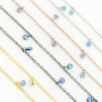 Load image into Gallery viewer, Created Blue Opal Round Shape Dangle Chain