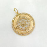 Load image into Gallery viewer, 14k Solid Gold Diamond Medallion Compass Charm. GDP483