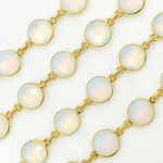Load image into Gallery viewer, Opalite Round Shape Bezel Gold Plated Wire Chain. OPA4

