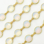 Load image into Gallery viewer, Opalite Round Shape Bezel Gold Plated Wire Chain. OPA4