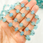 Load image into Gallery viewer, Blue Chalcedony Oxidized 925 Sterling Silver Wire Chain.