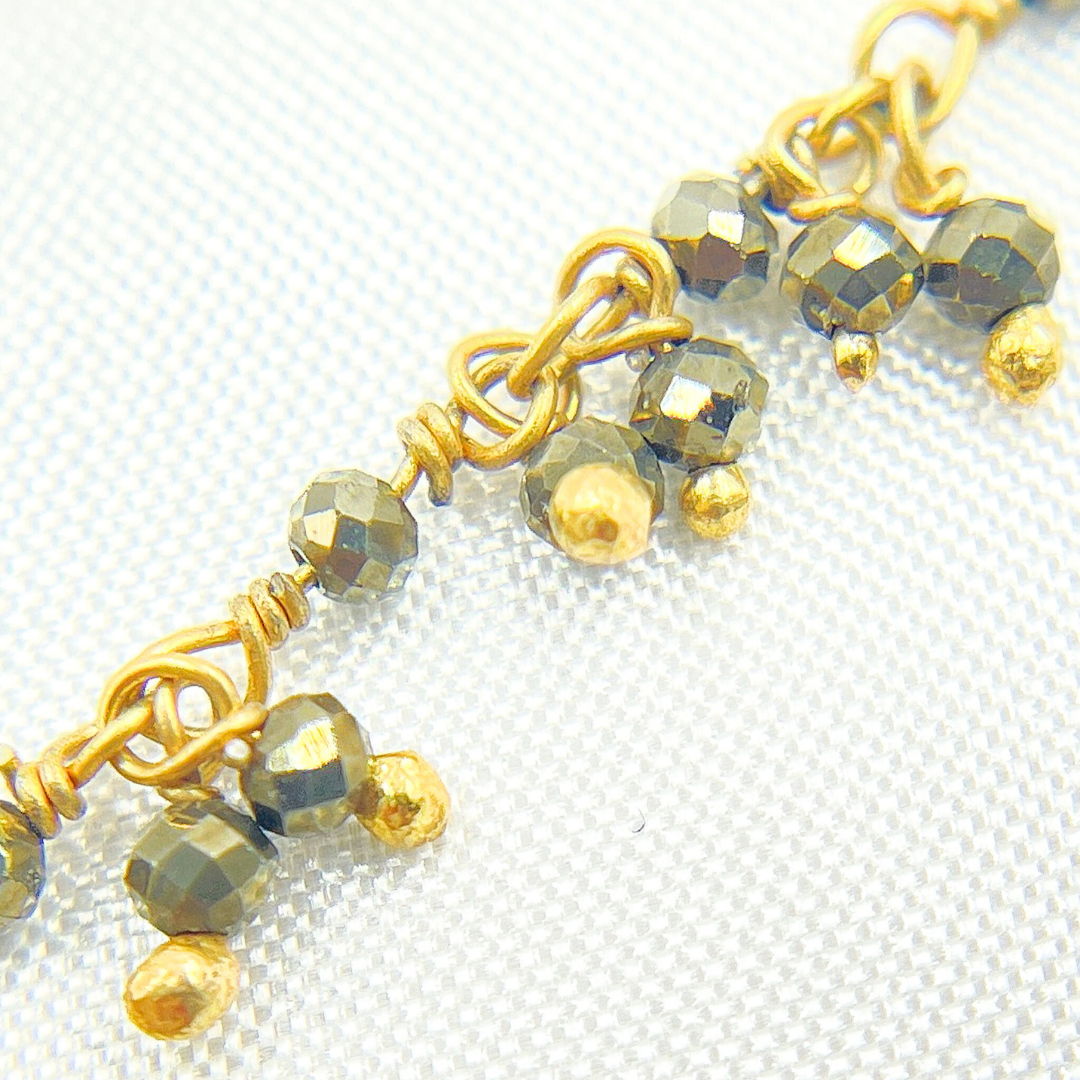 Pyrite Cluster Dangle Gold Plated Wire Chain. PYR6