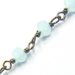 Load image into Gallery viewer, Aqua Color Chalcedony Black Rhodium 925 Sterling Silver Wire Chain. PCL8
