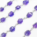 Load image into Gallery viewer, Amethyst Organic Shape Oxidized Wire Chain. AME25

