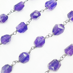 Load image into Gallery viewer, Amethyst Organic Shape Oxidized Wire Chain. AME25