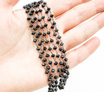 Load image into Gallery viewer, Black Spinel Wire Wrap Chain made with Black Rhodium 925 Sterling Silver. BSP15