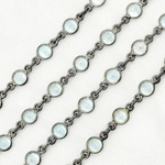 Load image into Gallery viewer, Sky Blue Topaz Round Shape Bezel Oxidized Wire Chain. BT9
