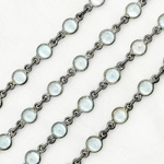Load image into Gallery viewer, Sky Blue Topaz Round Shape Bezel Oxidized Wire Chain. BT9