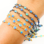 Load image into Gallery viewer, Created Blue Opal Round Shape Connected Chain. CBO8