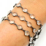 Load image into Gallery viewer, Crystal Round Shape Bezel Oxidized Wire Chain. CR1