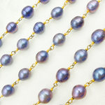 Load image into Gallery viewer, Peacock Freshwater Pearl Gold Plated Wire Chain. PRL42