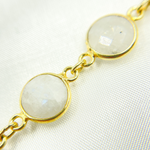 Load image into Gallery viewer, White Moonstone Round Shape Bezel Gold Plated Wire Chain. WMS10