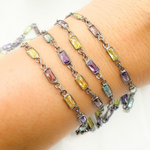 Load image into Gallery viewer, CZ45. Multi Color Cubic Zirconia Rectangular Shape Connected Chain
