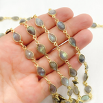 Load image into Gallery viewer, Labradorite Pear Shape Bezel Chain. LAB57
