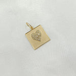 Load image into Gallery viewer, 14K Solid Gold Charm. Square Pendant with Diamonds. GDP140